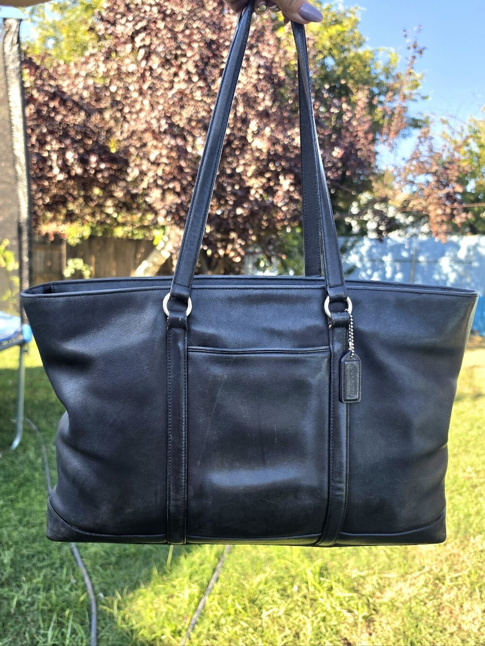 Coach Vintage Black Leather Double-Handle Business Tote
